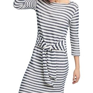 💙💛 Anthropologie t.la Becky Navy White Striped Knit Tie Front Dress Size Small